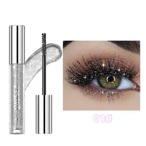 Glittery Silver Mascara - Silver White Sparkle, Sparkling Silver Glitter Mascara - Shimmery Lash Boost, Long-Lasting Party Makeup for Dramatic Lash Effect