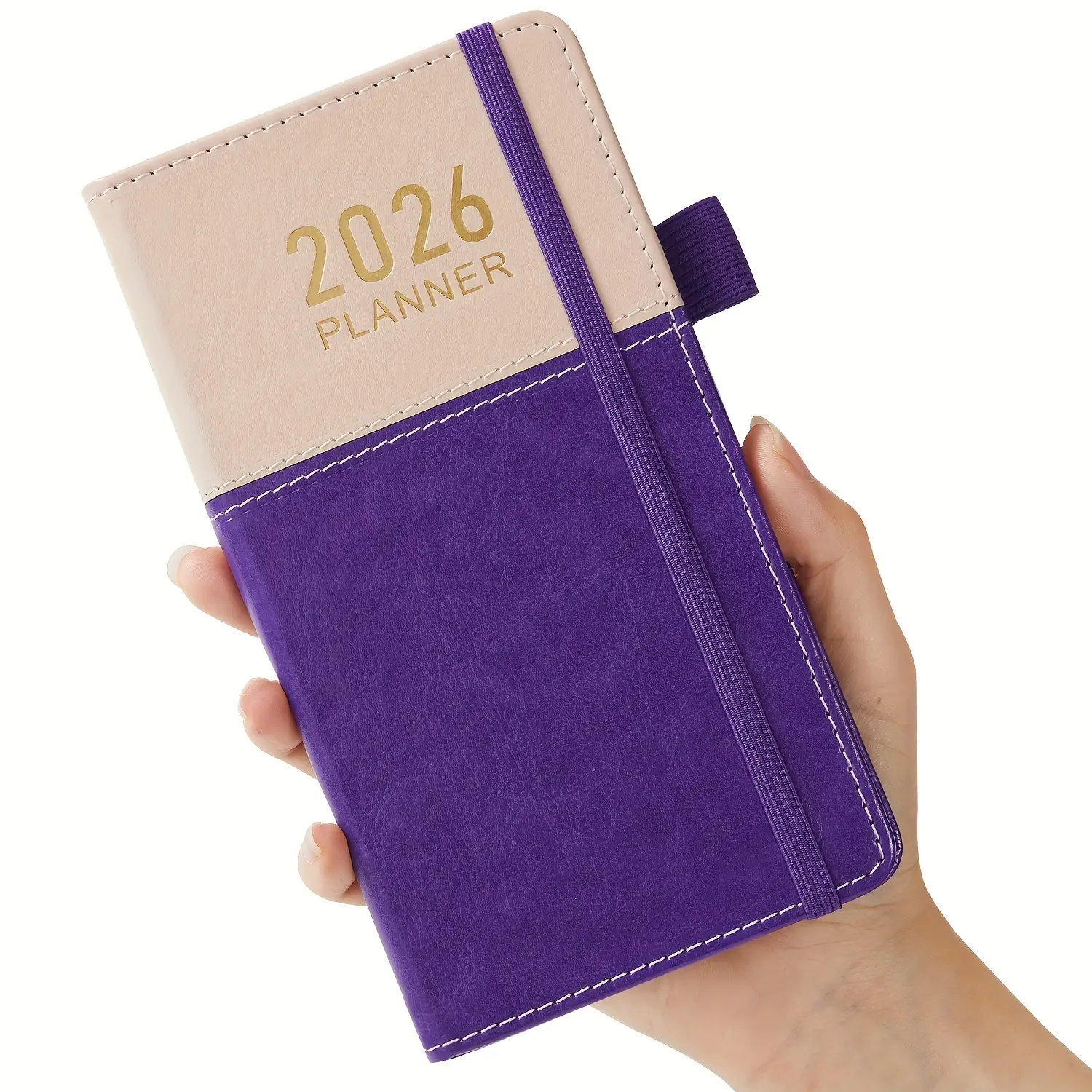 Pocket Planner 2026, JAN 2026- DEC 2026 Weekly & Monthly Small Calendar for Purse, with Monthly Stickers, Water Proof Leather, Mini Size (3.8" X 7") H
