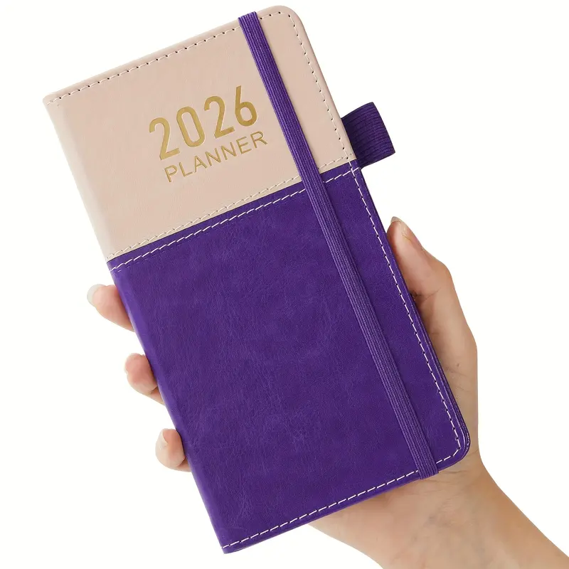 Pocket Planner 2026, JAN 2026- DEC 2026 Weekly & Monthly Small Calendar for Purse, with Monthly Stickers, Water Proof Leather, Mini Size (3.8" X 7") Hardcover Agenda for Organizing & Planning