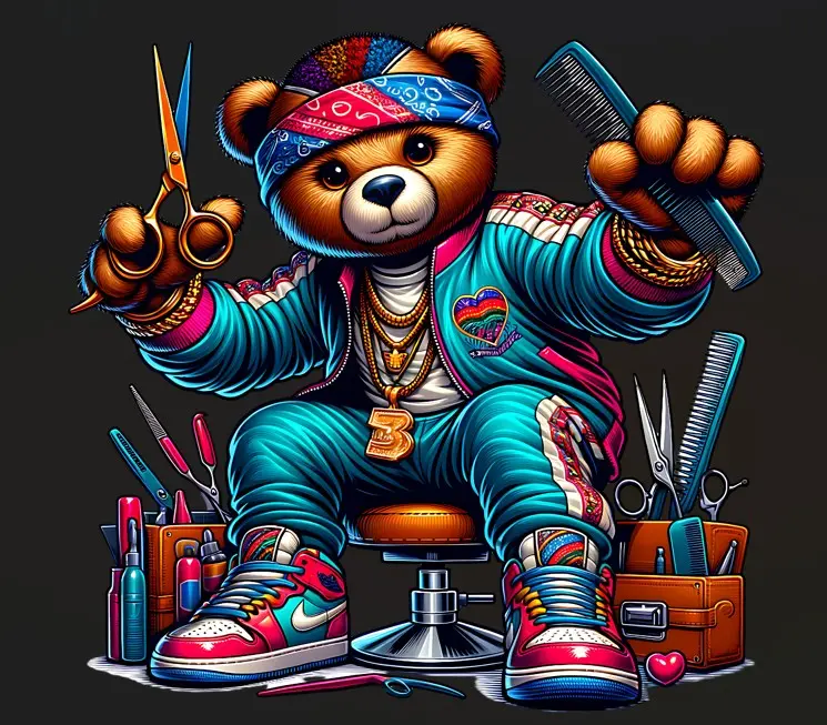 Street Style Bear DTF Transfer, Streetwear Full Print DIY Craft Supplies for Tees, Hats, Hoodies, Tote Bags, Multi-Size Full Color Prints for Kids’ Apparel