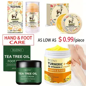 【Ten pack】Bulk Deal Perfect For Family Daily Use Four Types of Hand and Foot Creams Rozino Turmeric & Vitamin C Cream for Hands &Foot 250g with Hyaluronic Acid Aloe Vera & Jojoba Seed Oilfor Nourishing Skin Care