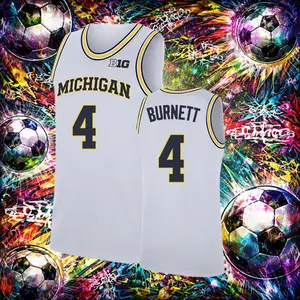 Men's #4 Nimari Burnett Michigan Wolverines College Basketball Jersey