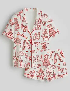 Future Mrs Bride To Be Gift In My Engaged Era Satin Short Pajama Set, Gonna Get Married Coquette Wedding Bride Short Pajamas, Matching Family Sleepwear Set, Pajama Set For Men Women Kids