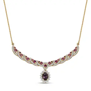 Royal Lavender Spinel and Multi Gemstone 3.25 ctw Cascading Crown Necklace in 18K Vermeil Yellow Gold Over Sterling Silver 18 Inches Christmas Gifts