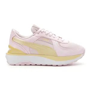 PUMA Womens Cruise Rider Nu Satin Lace Up Sneakers Shoes Casual - Pink, Yellow