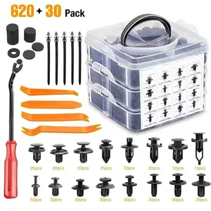 620PCS Car Fastener Clip Box Set, 16 Sizes Universal Auto Plastic Clips, Bumper Repair Kit & Interior Trim Panel Retainer