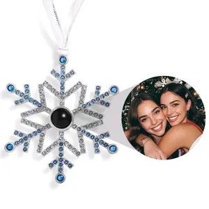 Personalized Blue Projection Custom Photo Snowflake Christmas Ornament