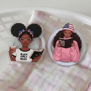 Black Girl Read Book Patriotic Phone Grip, African American Reader, America 250 Years Anniversary Kindle Grip , Melanin Book Lover Pop Socket
