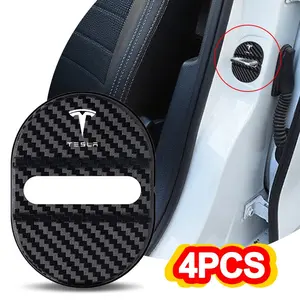Universal Car Door Lock Protective Cover 4pcs, Self-Adhesive Anti-Rust Sleeve, for Tesla Model Y, Model 3, Model S, Model X