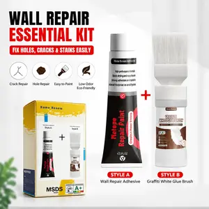 drywall patch repair kit  A+B | Wall Hole Crack Graffiti Repair Paste, White Waterproof Wall Putty for Interior Walls with Scraper & Sandpaper
