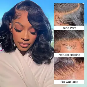[Side Part] Asteria Hair 13×4 6×8 Lace Glueless Pre Styled C-Part Ready To Go Layered Body Wave Wig Pre Bleached Human Hair Natural Black Wig With Tiny Knots