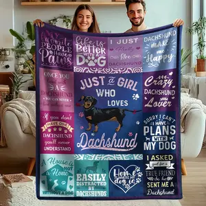 1pc Personalized Print Sausage Dog Blanket, Puppy Lover Flannel Series, Bedding, Dormitory Blanket, Car Blanket, Office Blanket, Air Conditioning Blanket