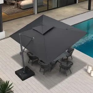 PURPLE LEAF Double Top 9x12 ft Rectangular UV50+ Fade Resistant Outdoor Umbrellas