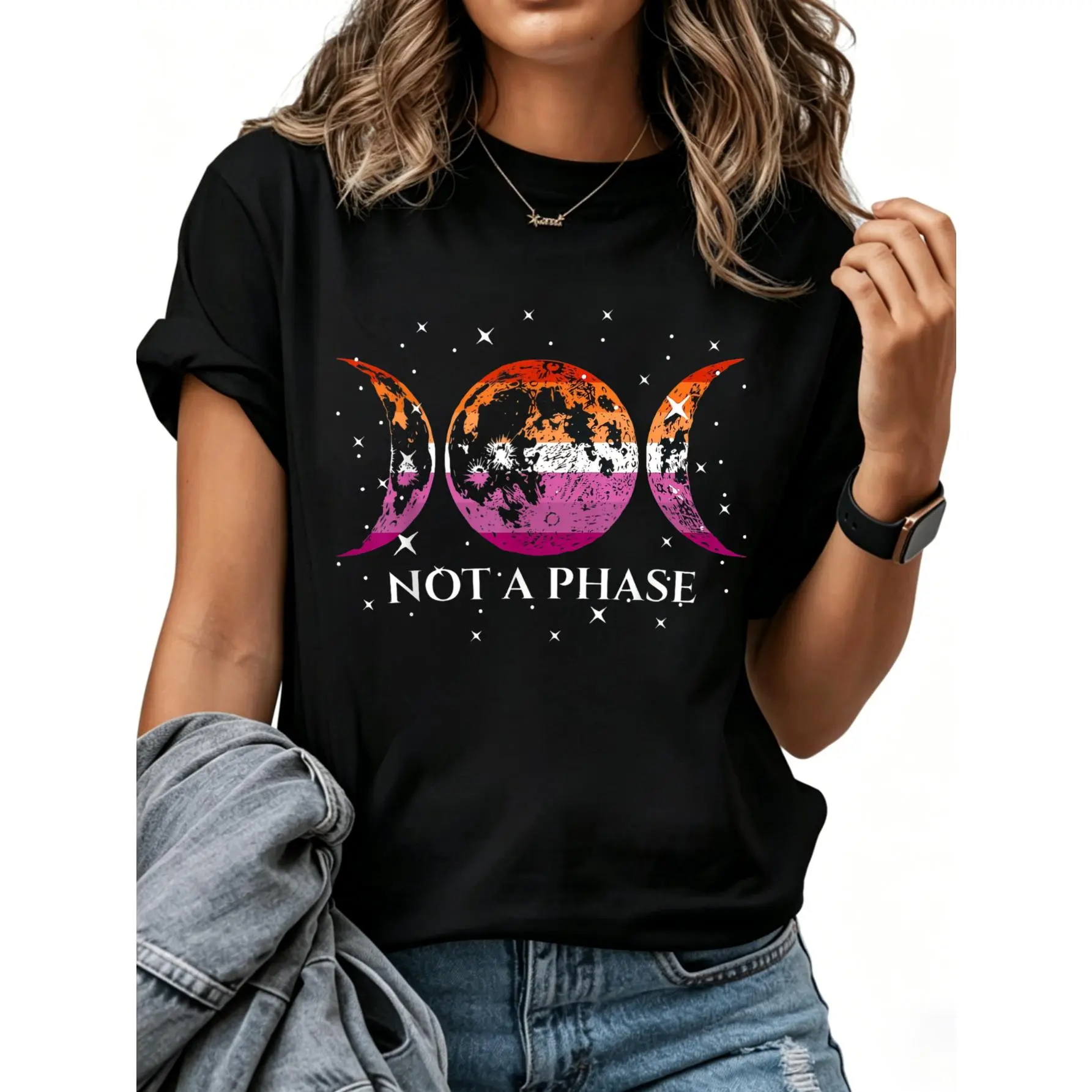 100% Cotton Lesbian Pride Graphic T-Shirt "Not a Phase"