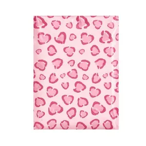 Love Leopard Print Pink Poly Mailers Size 14.5x19 Valentine Shipping Bags