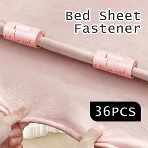 36 Pieces Bed Sheet Grippers, Sheet Clips for Bed Sheet Holder, Duvet Cover Clips That Prevent Slipping and Falling Apart, Random Color