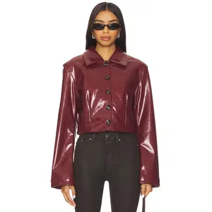 Lovers and Friends Catherine Faux Leather Jacket in Oxblood