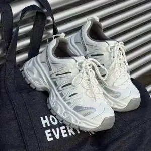 Genuine leather mesh breathable thick-soled dad shoes for women, 2026 spring, height-increasing, foot-slimming sneakers for petite individuals, running shoes