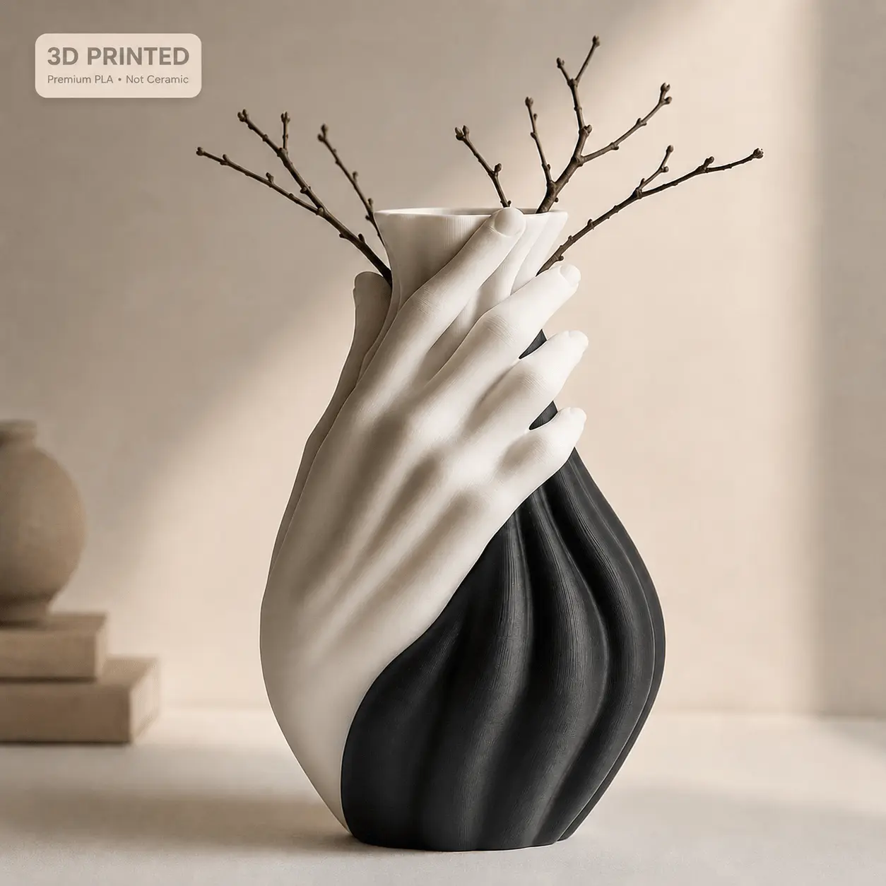 Hand Vase | Two-Tone Sculptural Centerpiece