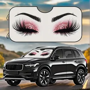 1pc, Big Eyes Design Windshield Sun Shade, Windscreen Shade Cover, Foldable Car Front Window Sunshade, Car Sunshade Windshield Outside, Polyester Material, Helps Maintain Cool Car Interior, Vehicle Cooling Accessory