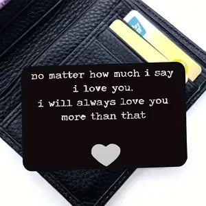 Heart Design Anniversary Romantic Love Engraved Wallet Insert Card, Meaningful Gift for Boyfriend Girlfriend Wife Husband