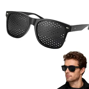 Vision Correction Fine Hole Glasses, Anti-Fatigue Pinhole Eyeglasses, Durable PC Lenses, Portable Lightweight Design, Daily Use, Computer Work, Reading, Travel, Stylish Square Frames