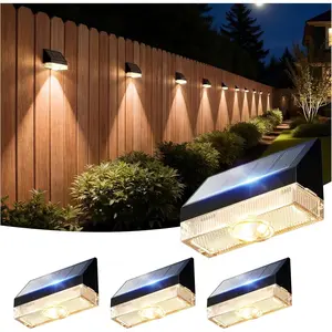 Solar Fence Lights Outdoor , High Brightness LED Spot Lens Deck Lights, Fence  Solar Lights, Solar  Wall Lighting Decor for Outside Patio Backyard Railing Pool, 4 Pack