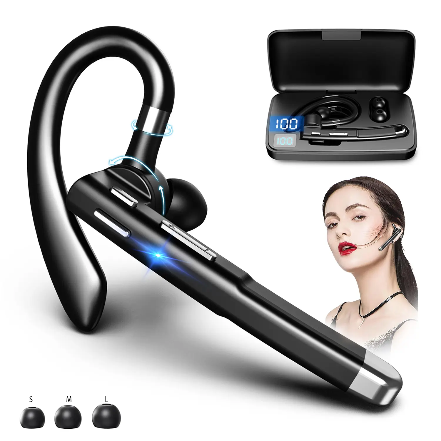 Wireless Bluetooth Earbud, 500mAh Chargeable Case, Built-in Microphone, V5.1 Bluetooth Connection, Button-Controlled, Hands-Free for Trucker & Office Use, Android-Compatible, Portable Audio Headphone #MothersDayGift #GiftsForHer summervibes, Headset, Mp3