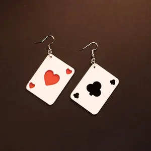 Mix Matched Playing Card Earring Pair - 3D Printed PLA+ 1in x 1.5in Hook Earrings with Unique Card Design for Casual Wear