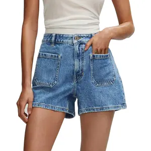 onlypuff Women Ripped Denim Shorts Distressed Mid Rise Stretchy Casual Jean Shorts