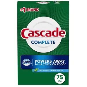 Cascade Complete Powder Dishwasher Detergent, Fresh Scent, 75 oz, White