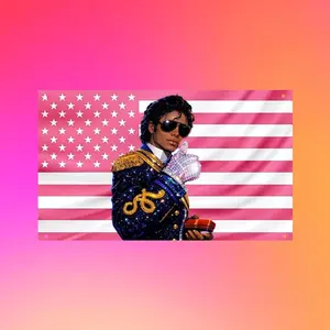 Michael Jackson Flag, MJ Tapestry, King of Pop Flag, Pink US Flag, Michael Jackson Decor, Music Legend Wall Tapestry