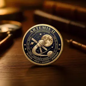 Artemis II Commemorative Coin, Moon Mission Collectible, Space Inspired Coins, Astronomy Gift