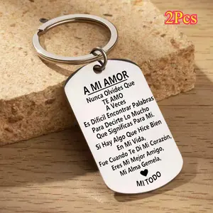 2Pcs Stainless Steel To My Love Keychain To My Boyfriend To My Husband Belt