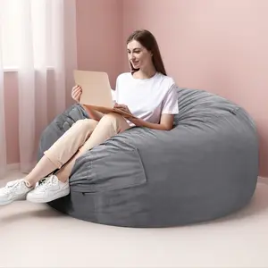 Oversized Bean Bag Chair - Foam-Filled Modern Couch, Fluffy Modern Sofa Indoor Furniture with Soft Removable Cover, Giant Comfy Seat for Gaming, Reading