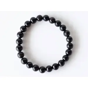 Black Tourmaline Crystal Gemstone Bracelet 6mm and 8mm