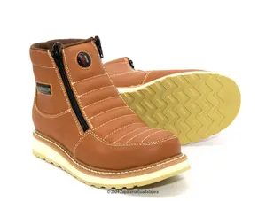 6" Soft Toe double zipper Habana leather work boot-HM339 Footwear