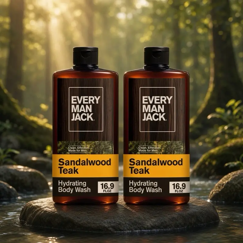 Every Man Jack Sandalwood Teak Hydrating Body Wash for Men, Naturally Derived Pack of 1 Choose  below