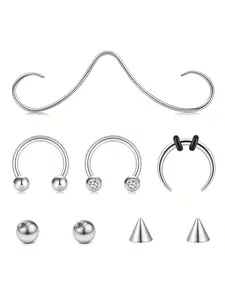 Mustache Septum Ring, Septum Clicker, 16 Gauge Septum Jewelry, Silver Color Options, Unisex Body Piercing Accessory, Nose Piercing Jewelry, Septum Pierced Ring