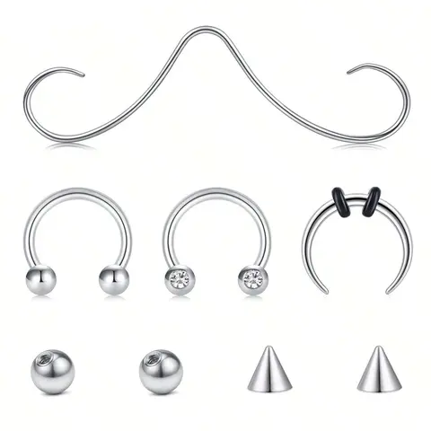 Mustache Septum Ring, Septum Clicker, 16 Gauge Septum Jewelry, Silver Color Options, Unisex Body Piercing Accessory, Nose Piercing Jewelry, Septum Pierced Ring, Nose Rings, Piercings Jewelry