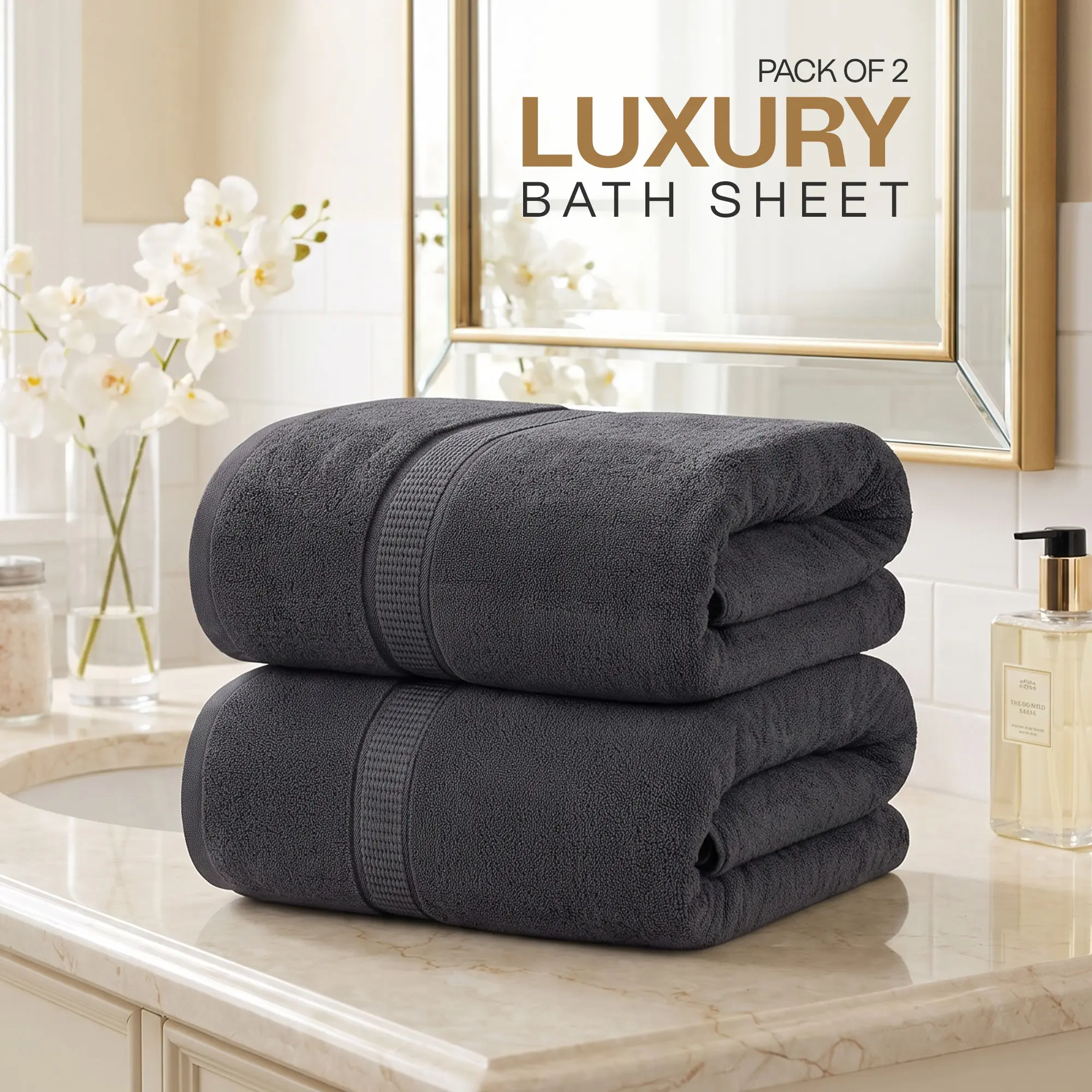 Utopia Towels Jumbo Bath Sheets 2 Pack, 35 x 70 Inch, 100% Ring Spun Cotton, 600 GSM, Extra Large, Soft, Highly Absorbent & Quick Dry Bath Towels