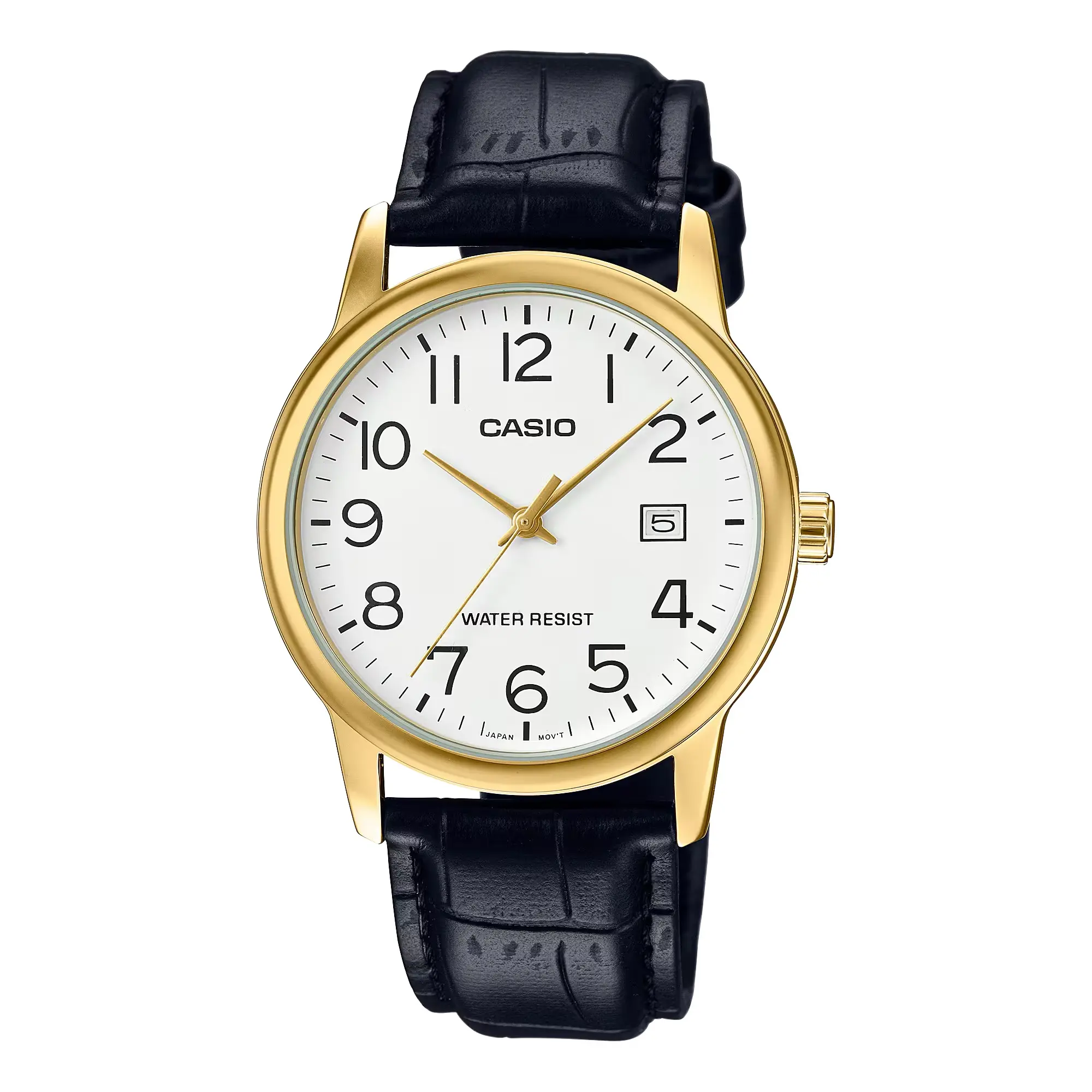Casio Men’s White Dial Gold-Tone Leather Analog Watch - MTP-V002GL-7B2UDF