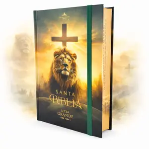 Biblia Letra Grande 12 puntos Reina Valera 1960 tapa dura cruz con elástico León de Judá