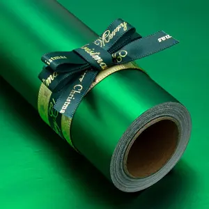 Green Wrapping Paper, Matte Metallic  Wrapping Paper Rolls, Holiday Solid Color  Wrap Paper for Birthday Valentines Christmas Father's Day Mother's Day(17IN x 32.8FT)