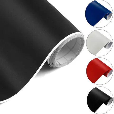 Matte Black Car Vinyl Wrap 5ft x 1ft, Vehicle Wrap Vinyl Roll with Bubble Free Air Release Technology Decal Sheet, Self Adhesive Automotive Vinyl Wrap for Moto Car DIY Interior Exterior