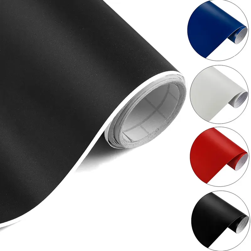 Matte Black Car Vinyl Wrap 5ft x 1ft, Vehicle Wrap Vinyl Roll with Bubble Free Air Release Technology Decal Sheet, Self Adhesive Automotive Vinyl Wrap for Moto Car DIY Interior Exterior