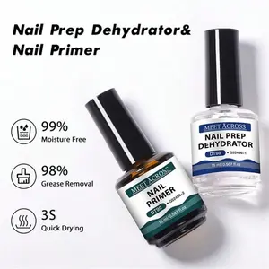 2-Pack 15ML Gel Nail Polish Remover & Base Coat, Acidic Natural Nail Prep, Dehydrator & Adhesive, No Additives, Beauty Essentials