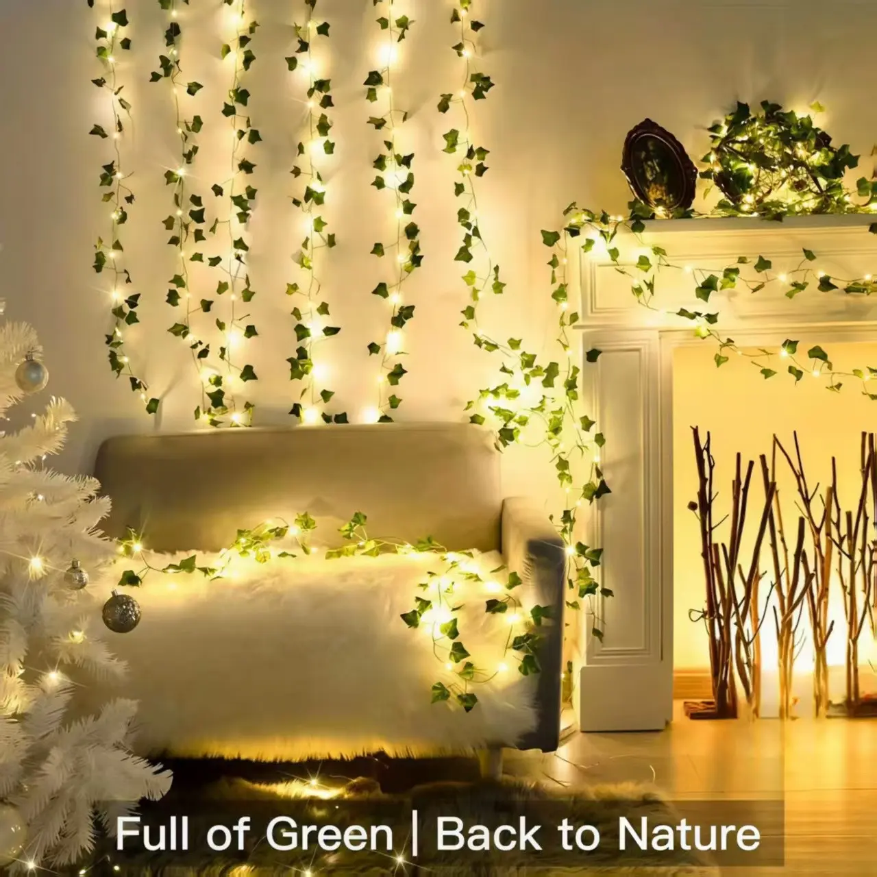 Artificial Ivy Flower String Lights with 50/100 LED Bulbs, Warm Outdoor/indoor Decor, LED Decoration, USB/a Battery Powered, Perfect for Parties & Holidays