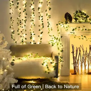 Artificial Ivy Flower String Lights with 50/100 LED Bulbs, Warm Outdoor/indoor Decor, USB/a Battery Powered, Perfect for Parties & Holidays