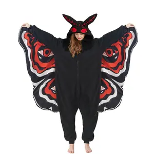 Mothman Costume Big Wings Mothman Onesie Pajamas， Halloween Cosplay Unisex Party cosplay Costume comfy loungewear sleepwear set Halloween Themed Cartoon Sleep Romper Plaid Christmas Pajama Set warm sleepwear Women's Sexy Pumpkin Print Nightgown